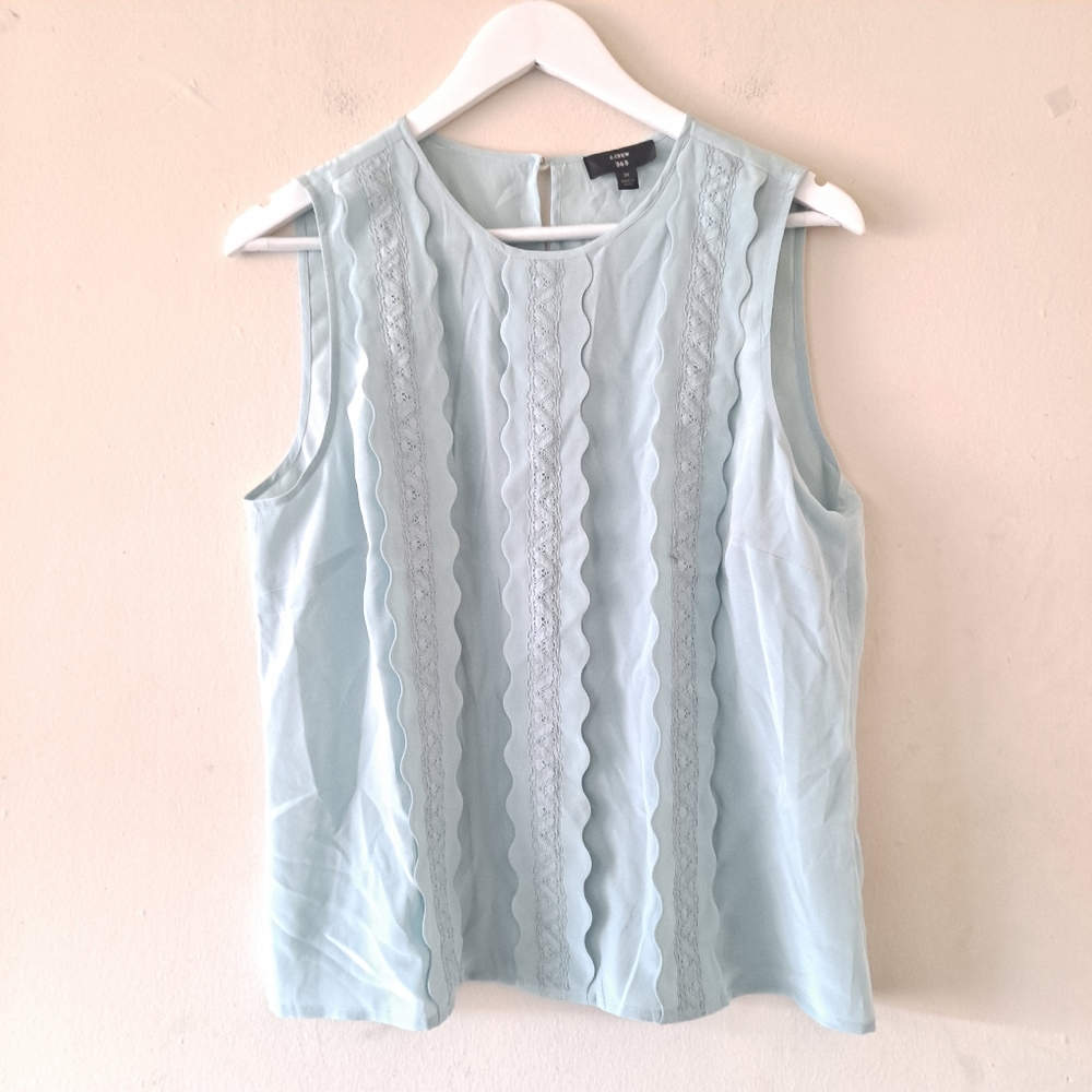 J. Crew 365 Mint Green Crew Neck Sleeveless Blouse